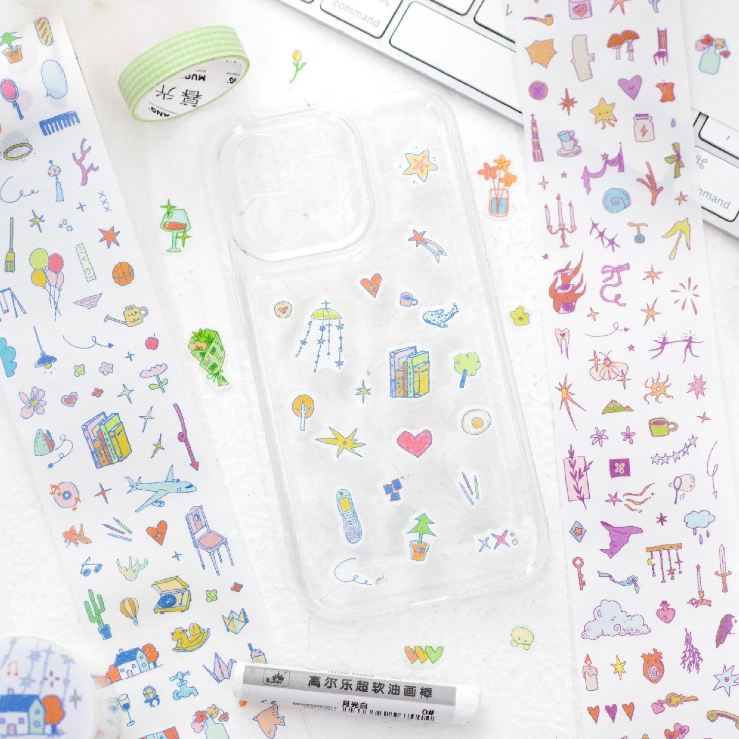 200cm/Roll INS Cartoon Masking Tapes Daily Life Decorative Label Stickers for Journal Scrapbooking Diary Album Stationery Tape Qme