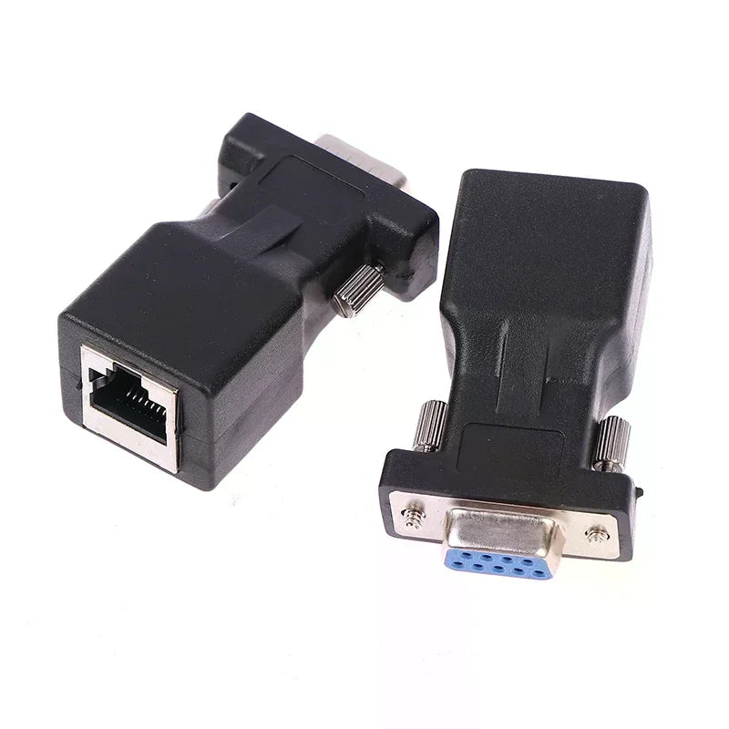 DB9 RS232 Male Female RJ45 Adapter COM Port LAN Ethernet Converter Qme
