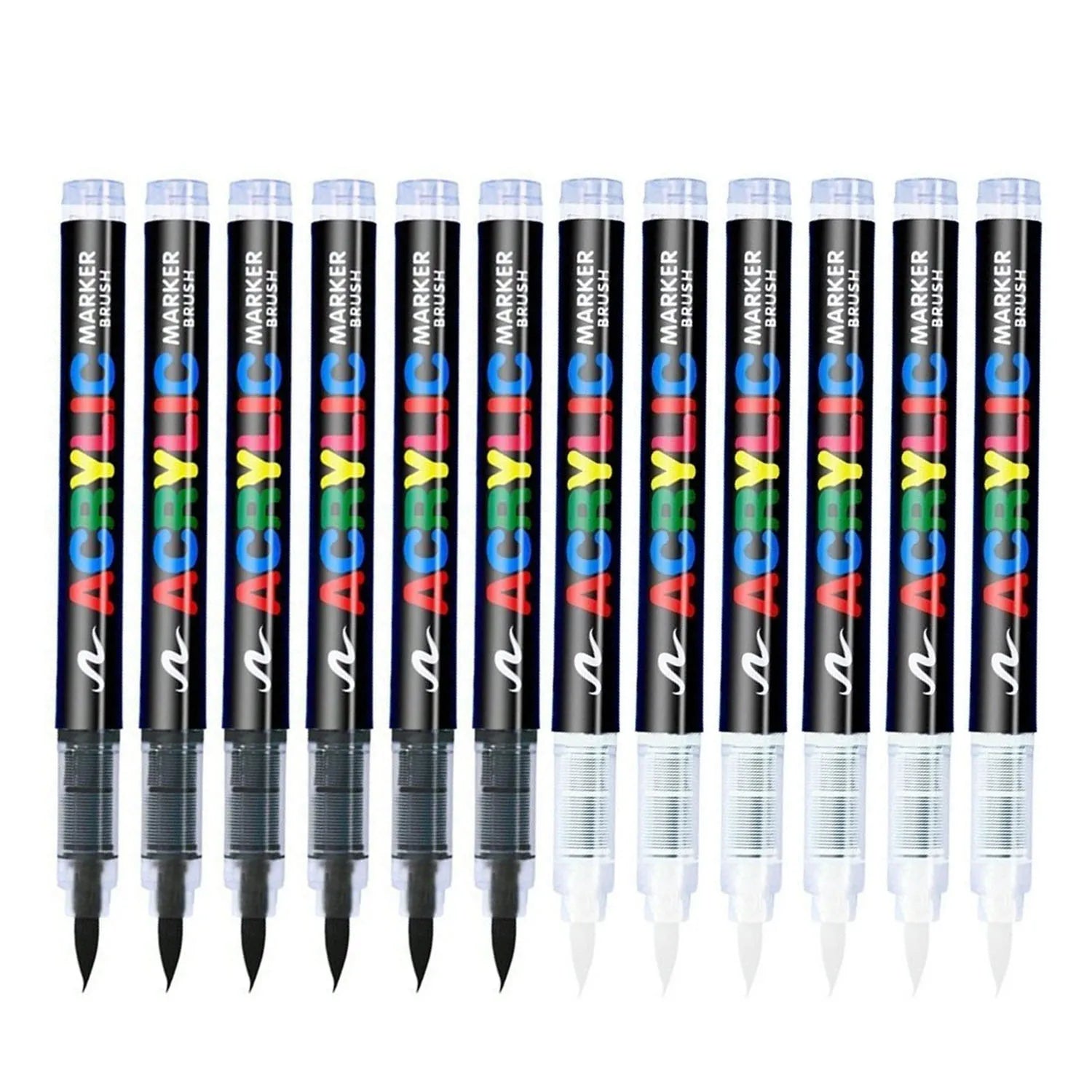 12 Pcs Black/White Premium Soft Tip Acrylic Marker Set Black White Acrylic Markers for Wood Ceramic Festival Craft Making Qme 6 black 6 white