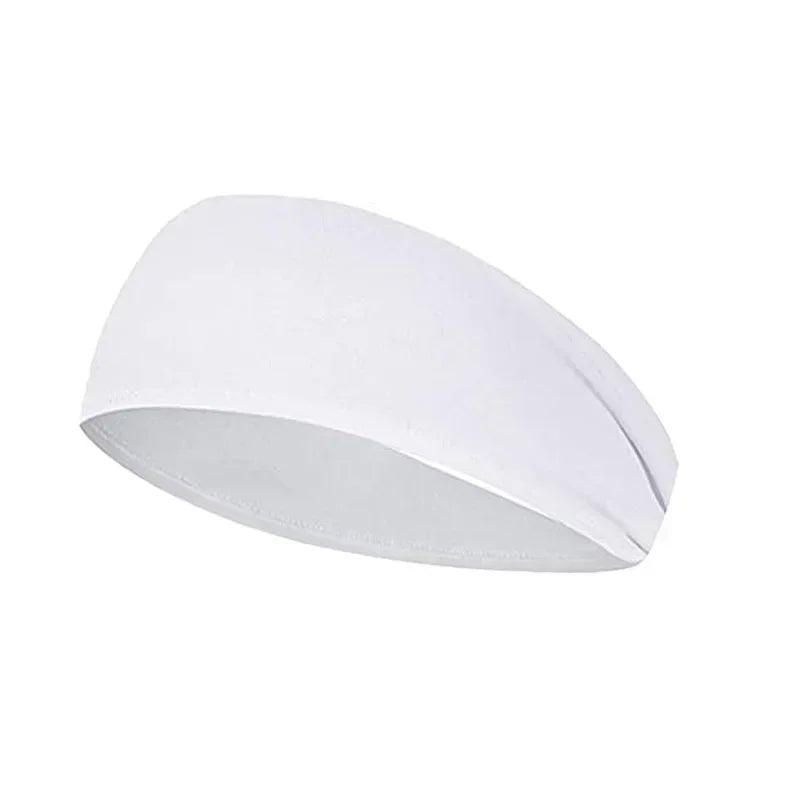 Sports Headbands Solid Elastic Non Slip Quick Dry Workout Fitness Qme White