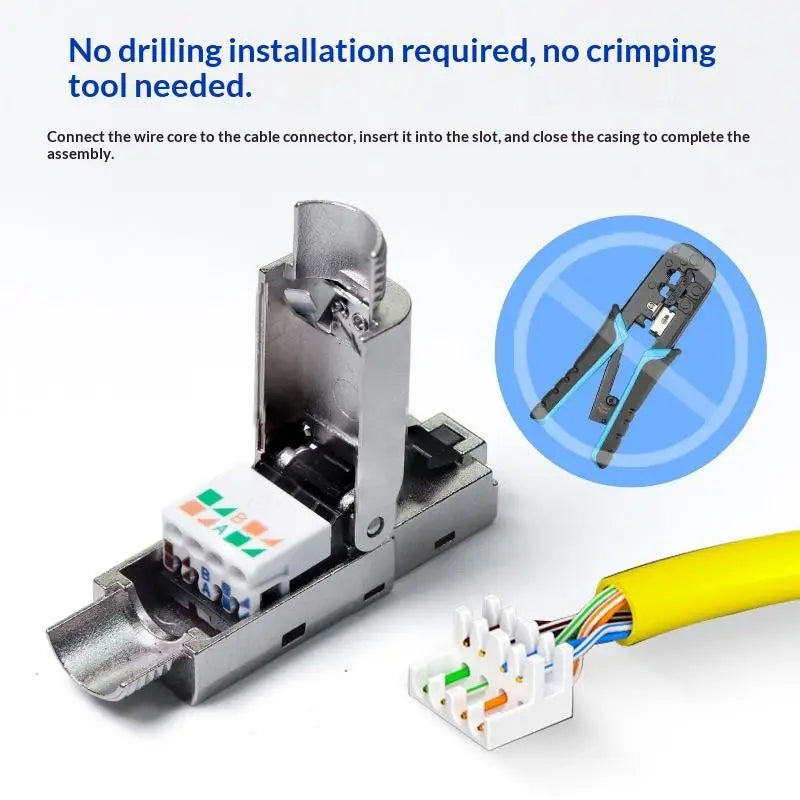 Network Cable Plug Toolless Shielded Connector Suitable 22 26AWG Qme