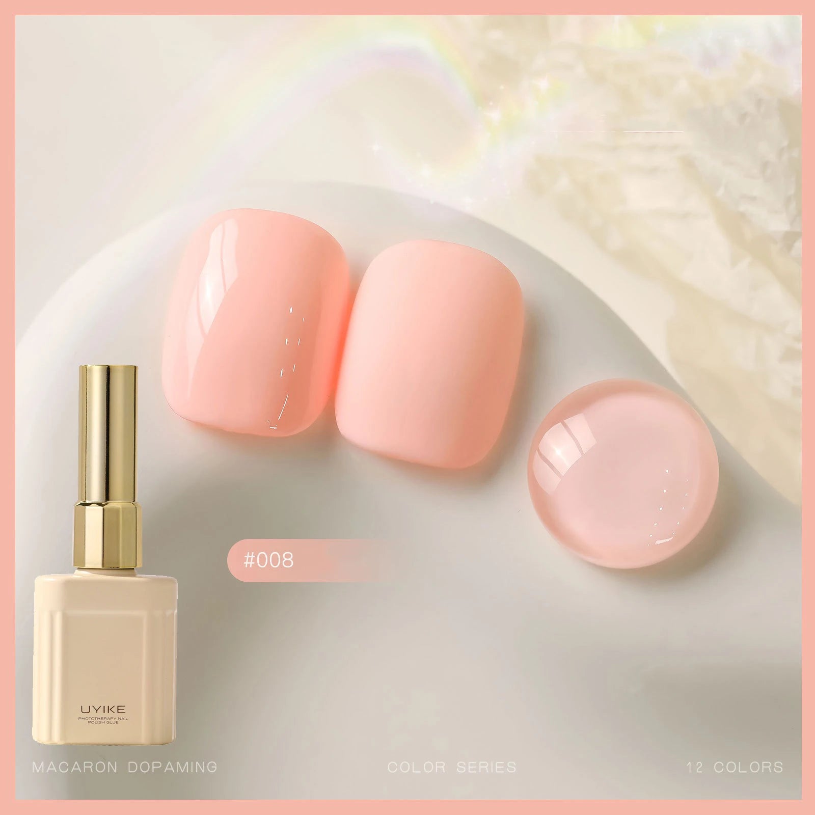 12 Colors Candy Macaron Gel Nail Polish Set, High Saturation Pastel Jelly Gel Polish, Soak Off UV LED Nail Art Manicure Set 15ml Qme 08