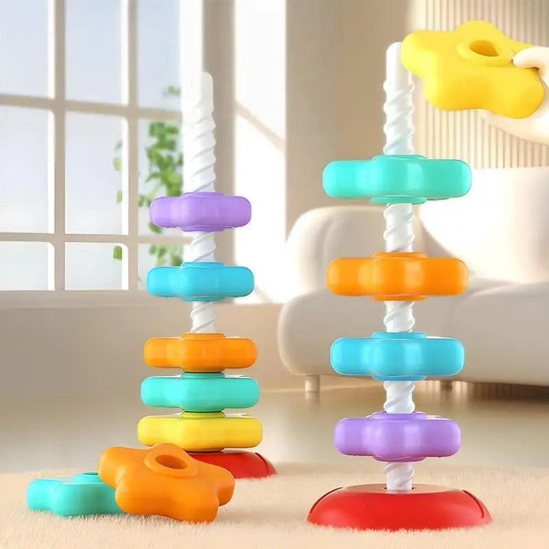 Children's Toy Baby Stacking Puzzle Toys Montessori Rotating Rainbow Qme