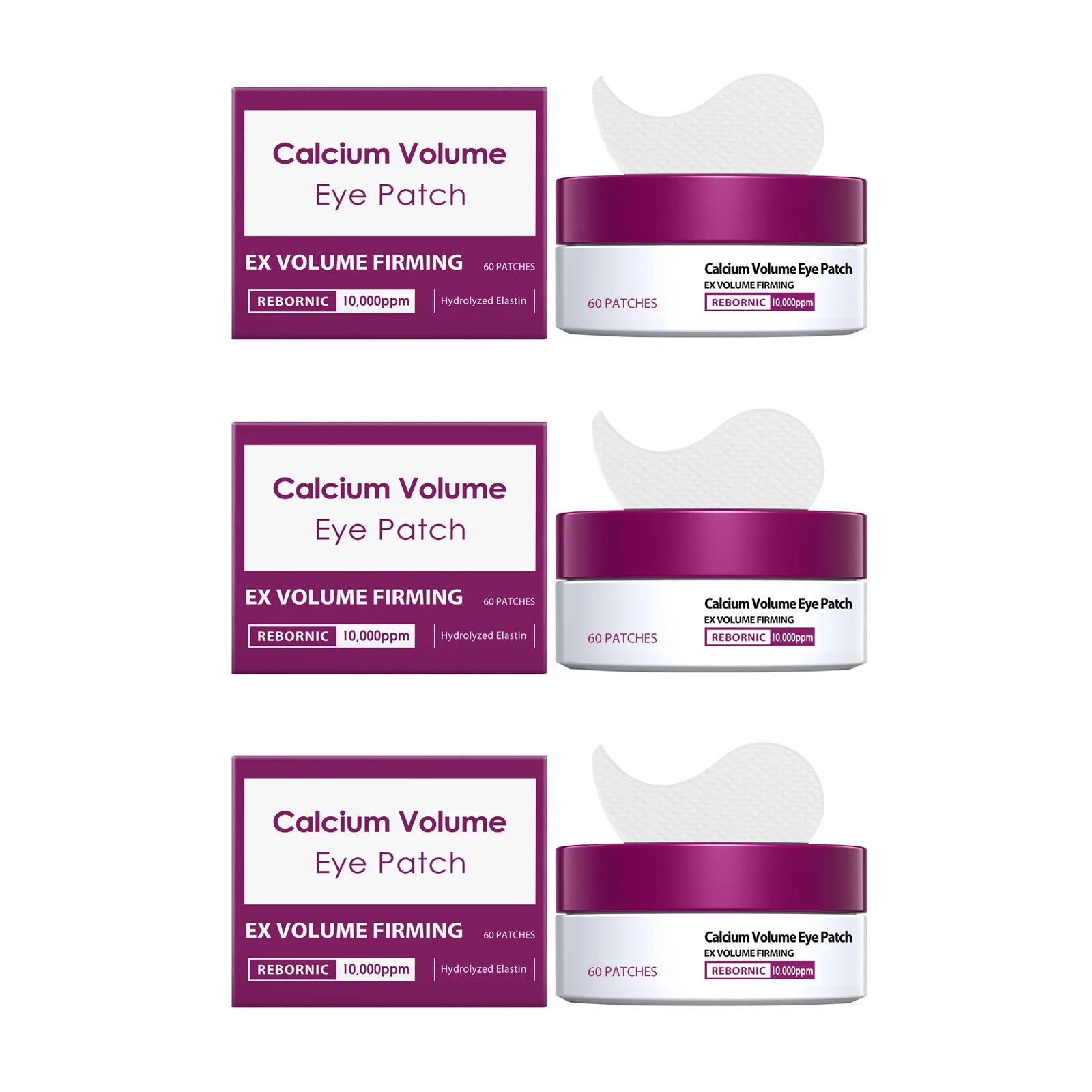 Calcium Volume Eye Patch Hydrating Smoothing Eye Treatment Anti-Puffiness Lifting Firming Eye Area Soft Smooth Eye Patch Qme 3 x 60patches