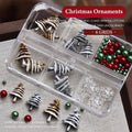 6 Grids Box Christmas Red Green Bead Snowflake Nail Rhinestone Mixed Qme Multicolor