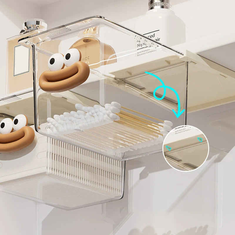 Cotton Swabs Cosmetic Pull Out Shelf Storage Box Under Mirror Cabinet Qme