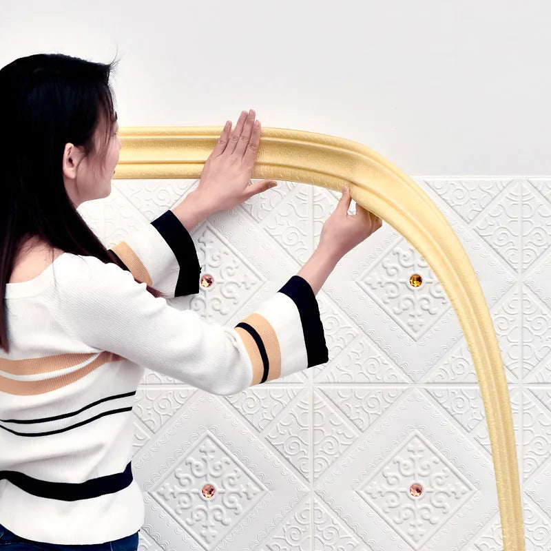 2.3m 3D pattern wallpaper decorative line skirting line decoration self-adhesive waterproof living room wall border sticker Qme
