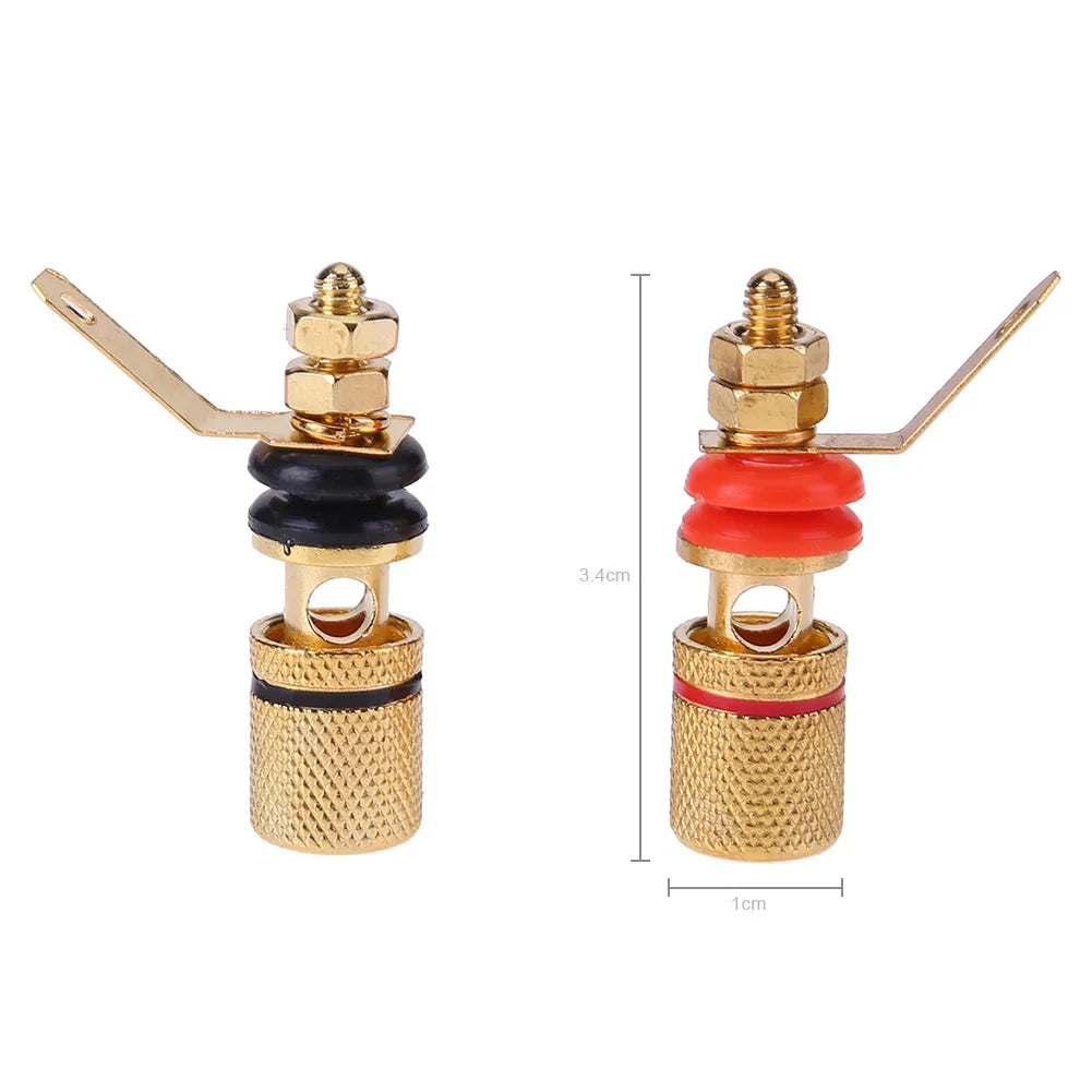 2pcs Gold Plated Speaker Binding Posts Terminal 4mm Sockets for Banana Plug Qme