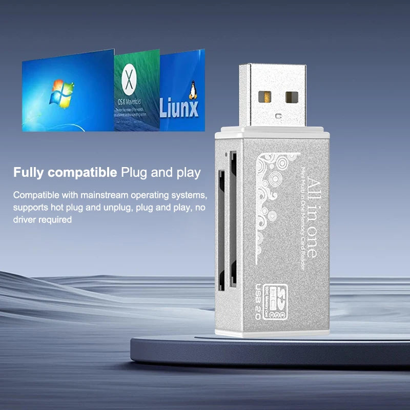 Streamlined 4 Ports Micro SD TF MS MD USB2 0 Card Reader Essential Qme