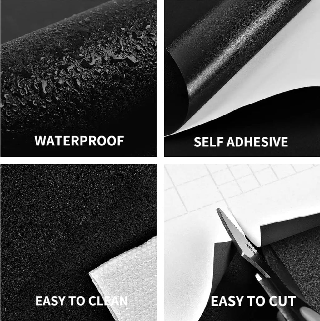 Waterpoof Matte Wallpaper Black Vinyl Self-adhesive Stickers Wall Qme
