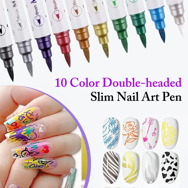 Colourful Waterproof Nail Art Graffiti Pen DIY 3D Drawing Abstract Qme