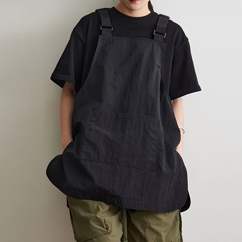 Japanese Waterproof Outdoor Barber, Coffee Shop, Catering Workwear Apron, Unisex Household Kitchen Workwear Qme black