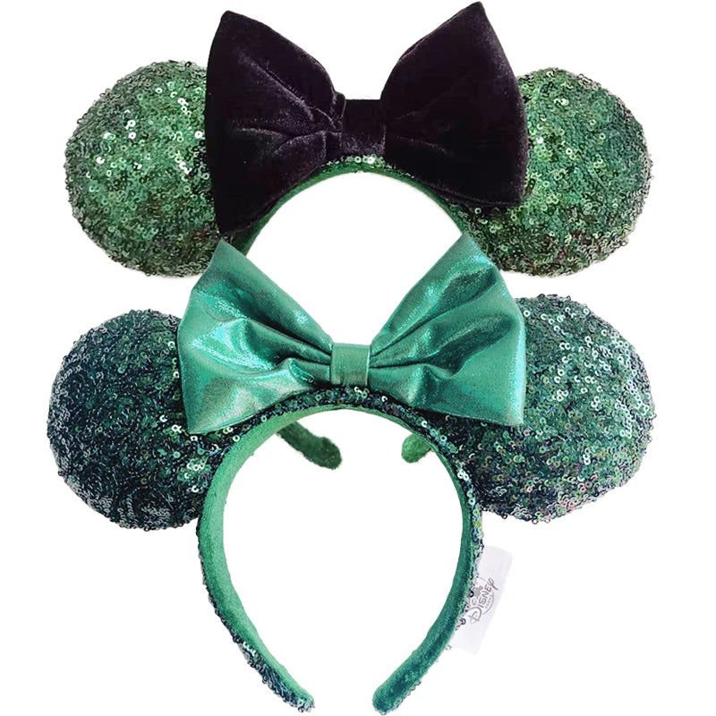 Luxury Green Mickey Mouse Ear Headbands Glitter Princess Party Decoration Cosplay Hair Accessories Hairband for girl Women Adult Qme Headband 3