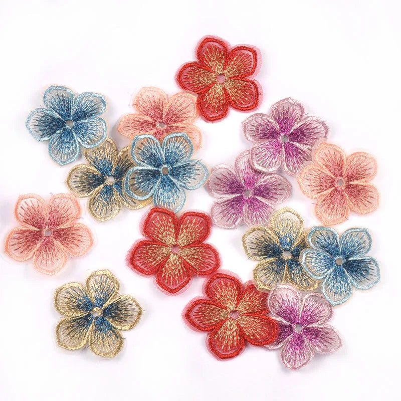 10pcs 4.5cm Big Flower Multicolor Lace Patches Embroidery Appliques For Sewing Clothes Accessories DIY Supplies Handmade Crafts Qme