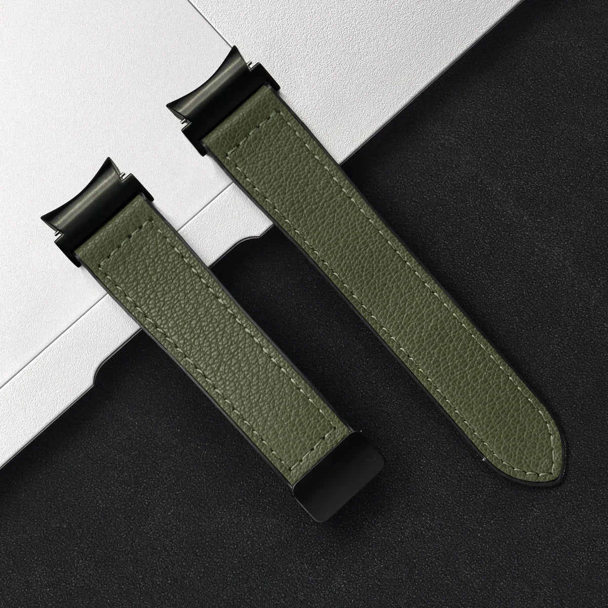 20mm Quick fit Leather Band for Samsung Galaxy Watch 6 5 4 40 44mm watch 5 pro 45 for 6/4 classic 43 47mm 42 46mm No Gaps Strap Qme