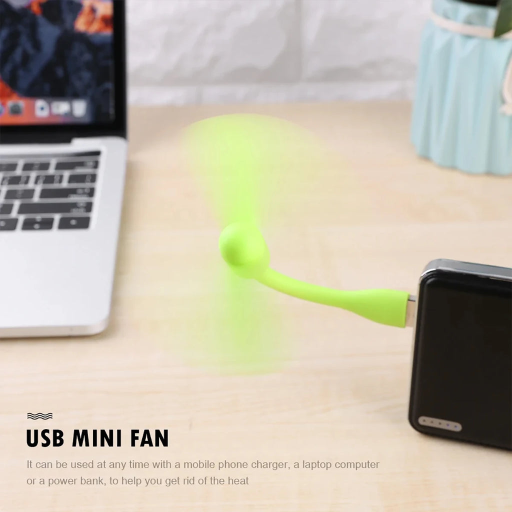 Mini USB Fan Flexible Bendable Power Bank Laptop AC Charger Portable Qme