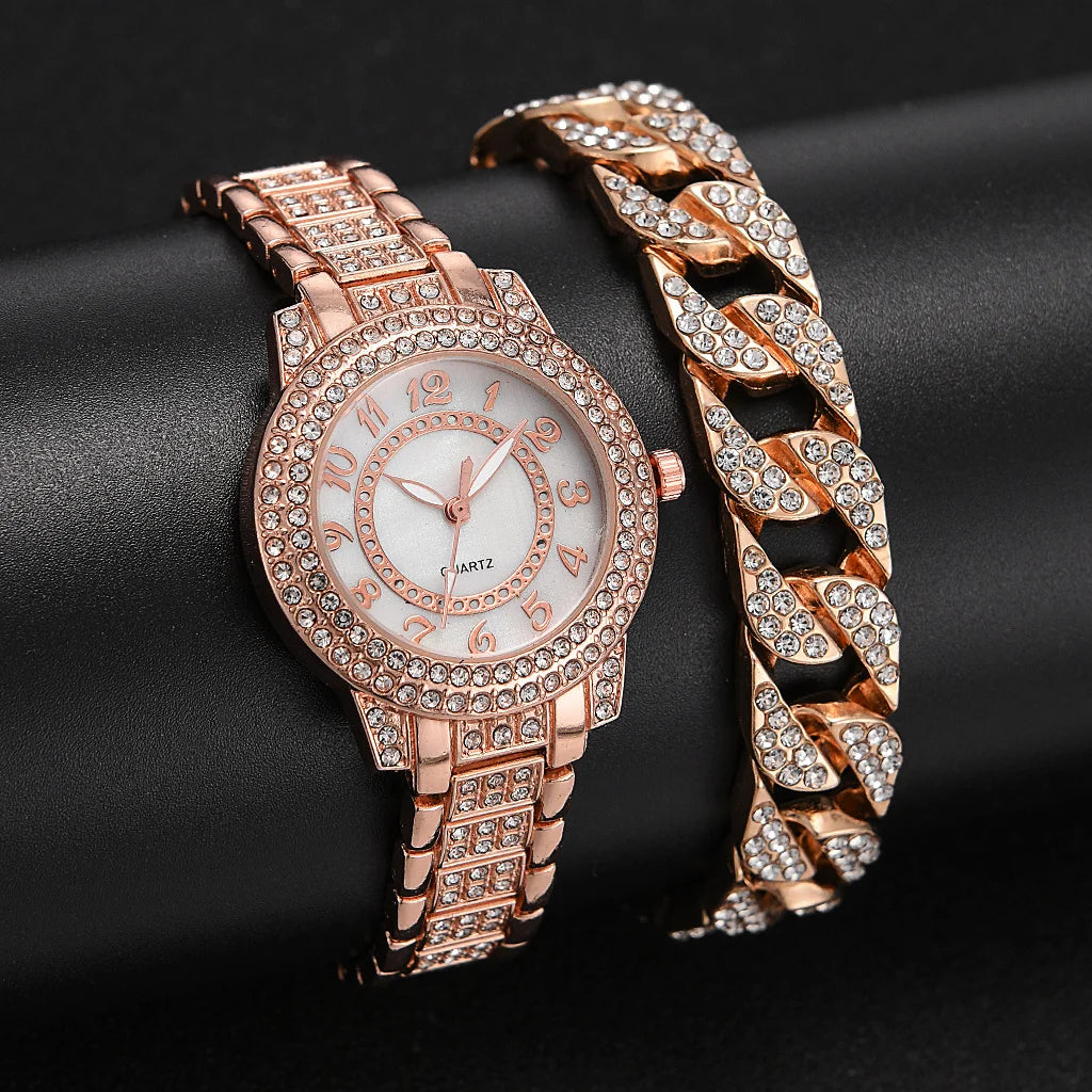 Luxe Vrouwen Horloges Volledige Rhinestone Rose Gold Dames Pols Horloges Vrouwen Armband Horloge Vrouwelijke Relogio Feminino Qme Multicolor