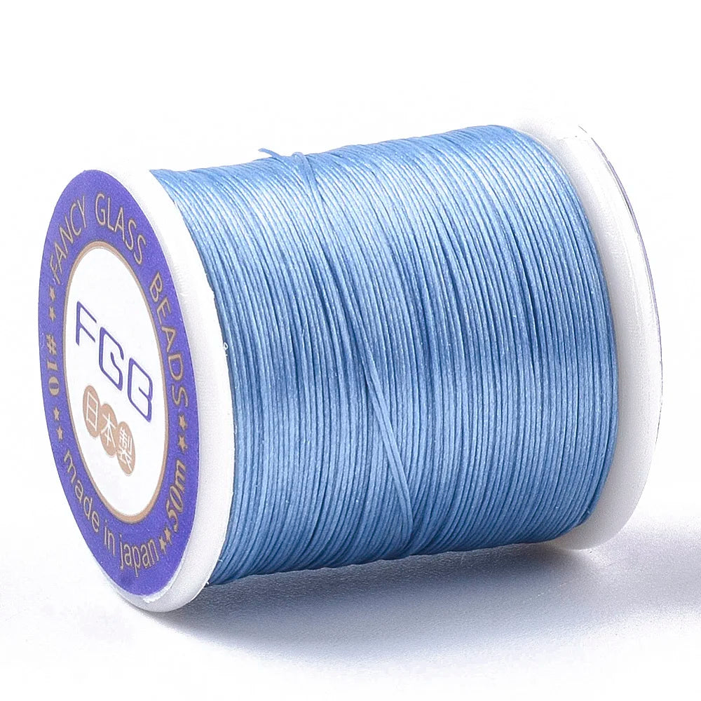 PandaHall 50m/Roll Multi-Color Nylon 66 Beading Thread, 0.1mm High Strength Stretch Resistant for Seed Bead Jewelry Making Qme Cornflower Blue