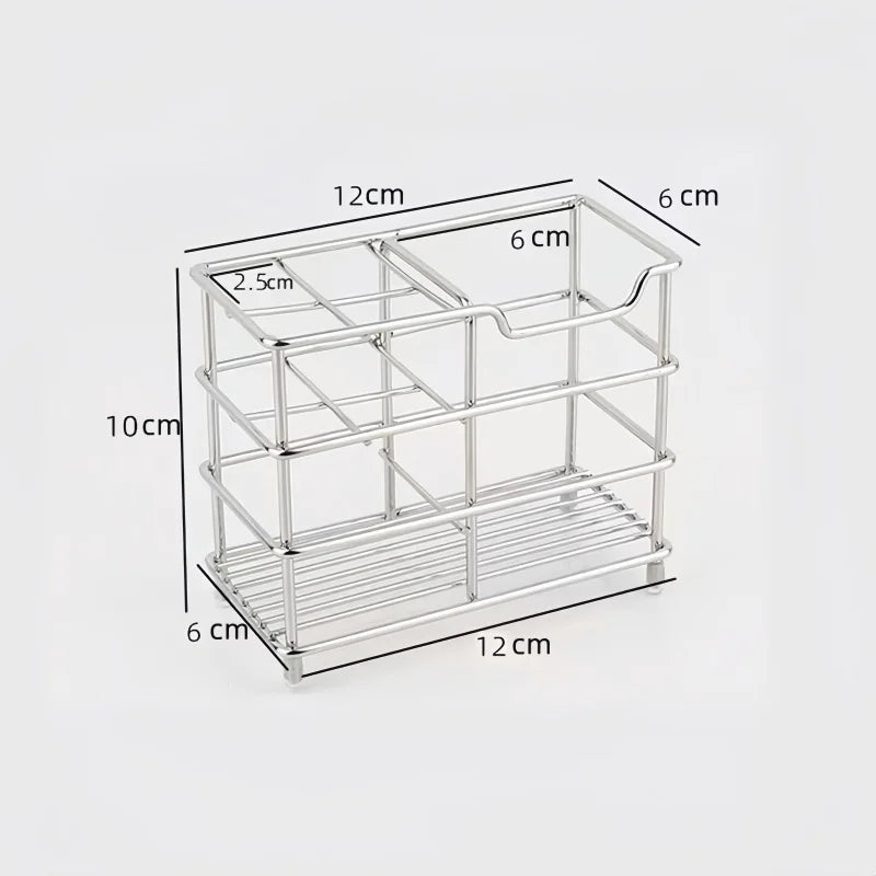 Stainless Steel Bathroom Toothbrush Holder Toothpaste 5 Slots Black Qme Silver without patch