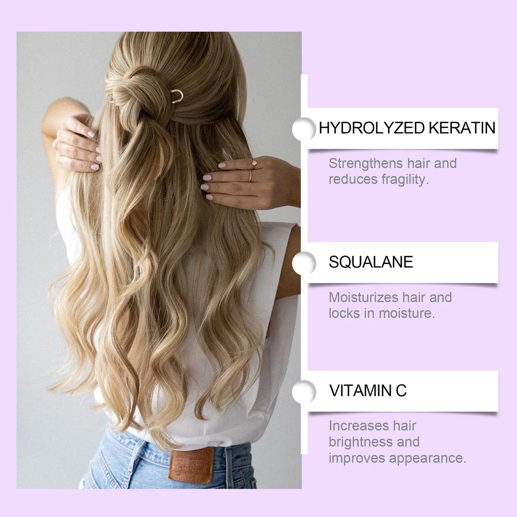 Purple Keratin Hair Mask for Repair Damaged Frizzy Hair Soft Shiny Smooth Nourishing Moisturizing Treatment Deep Hair Care Mask Qme