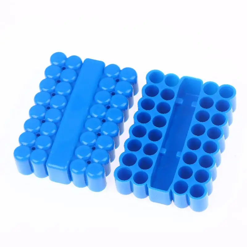 2 3 10 22 32 Holes Storage Case Screw Driver Head Drill Bits Stand Qme 32 hole Blue 2pcs