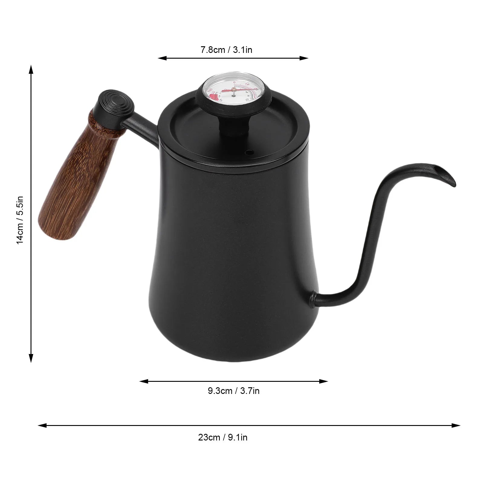 500ml Tea Kettle with Thermometer 304 Stainless Steel Gooseneck Kettle Pour Over Coffee Pot Home Kitchen Water Boiler with Scale Qme