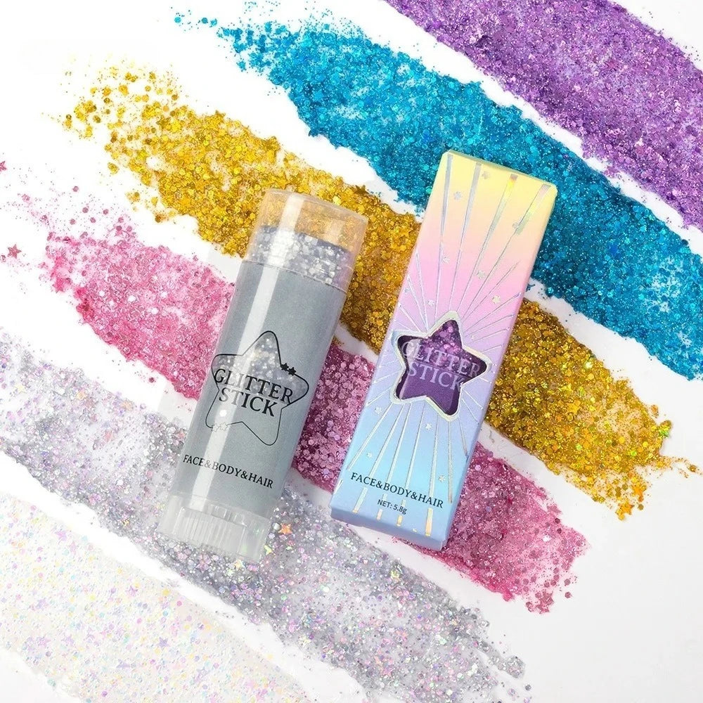 Sparkling Sequins Glitter Gel Stick Highgloss Shine White Pearl Pink Eyeshadow Glitter Face Body Painting Brighten Stage Makeup Qme