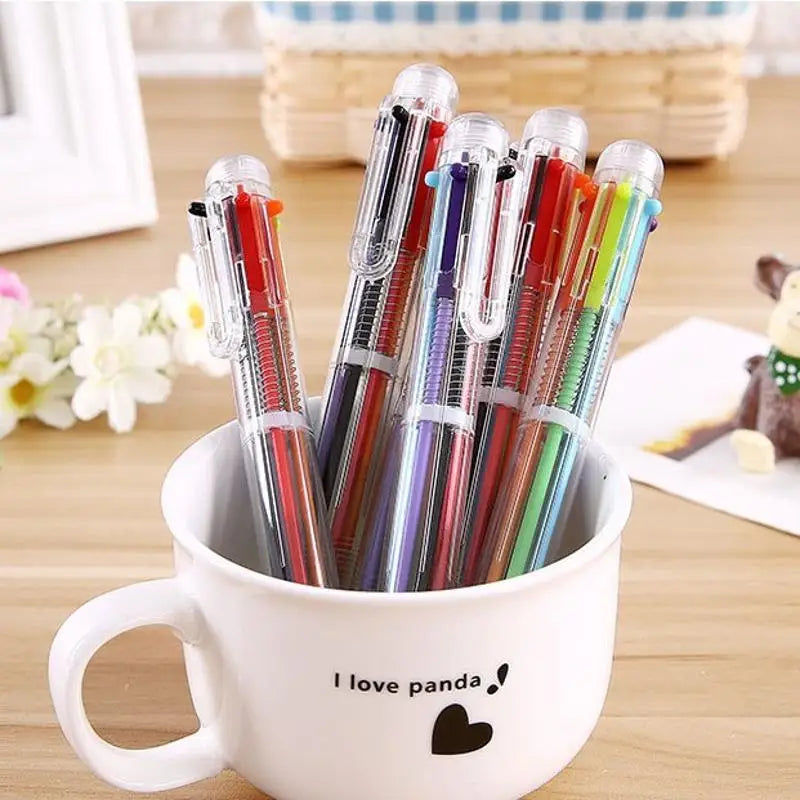 6 Ballpoint Pen Office Stationery Colored Oil Creative Multi-color Qme
