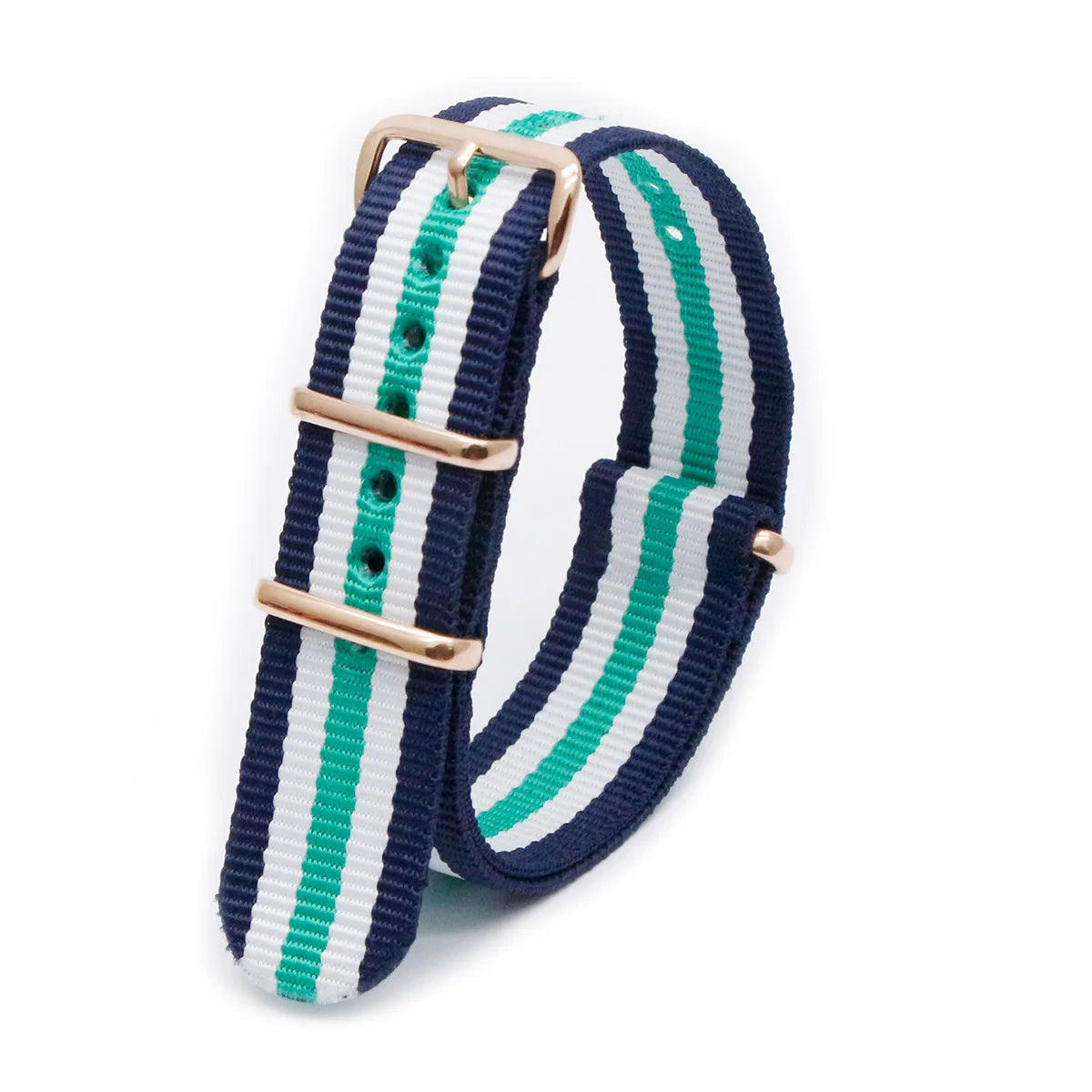 Luxury Nylon Watch Band Rose Gold Metal Buckle Durable Sweatproof Watch Strap 18/20/22/24MM Fashion Wristband For Men Women Qme 2Blue 2White 1Green 24mm