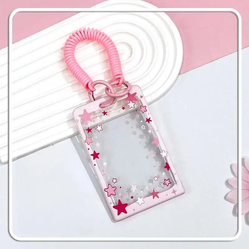 Star Sliding Cover Card Holder Transparent Portable ID Protector Kpop Qme A10