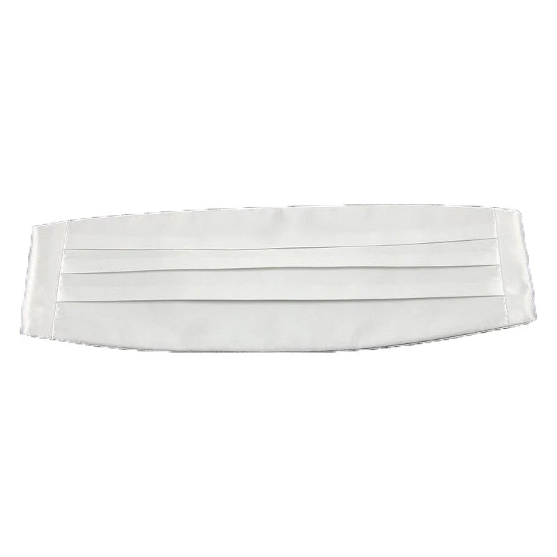 Silk Men's Classic Cummerbund Black Twill Satin Buckle Elastic Qme WHITE L