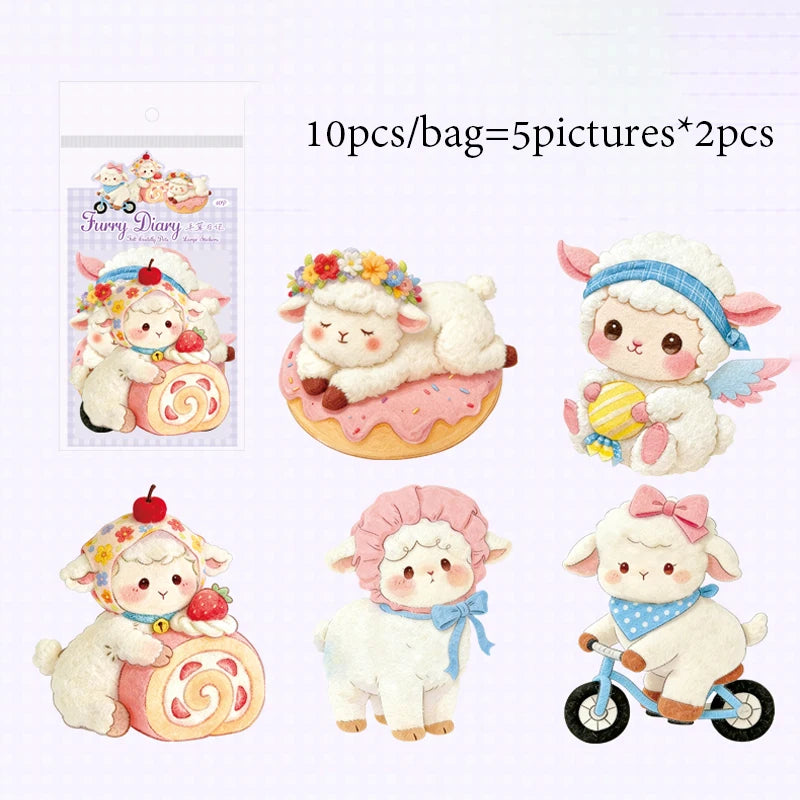 Plush-Style Cute Pet Large Sticker Pack, Decorative Stickers for Creation, Suitable for Gift Wrapping, Notebooks and Phone Cases Qme F