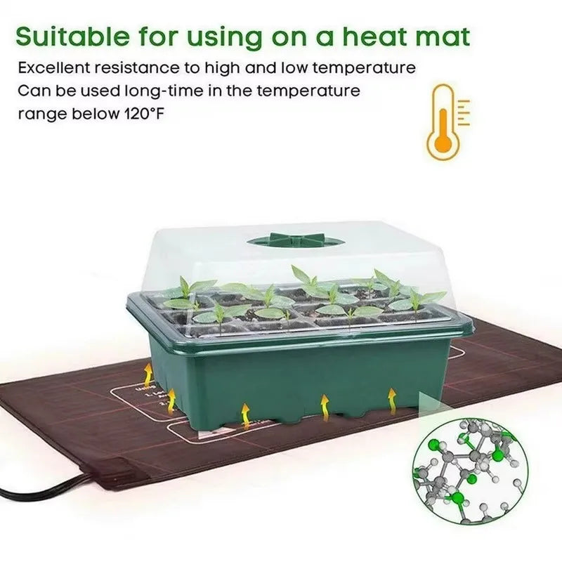 12 Hole Plastics Plant Pots Grow Box Seedling Gardening Sowing Tray Qme