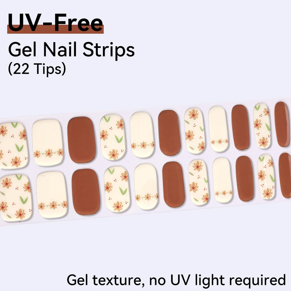 Baking-free 22Tips Nail Stickers Summer Strawberry Polish Sticker Qme BSA-0277