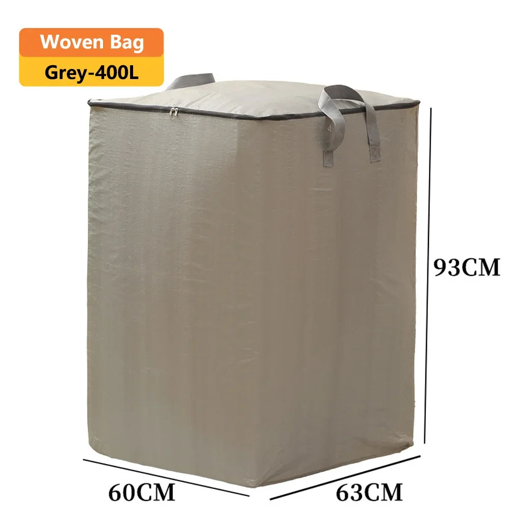Large Capacity Moving Packing Bag Storage Bag Cotton Quilt Bag Miscellaneous Woven Luggage Bag Clothing Sorting and Storage Bag Qme Grey 400L