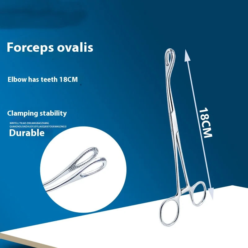 Sponge Forceps Gynecologic Oval Ring Cervical Cupping Tongs Straight Qme l