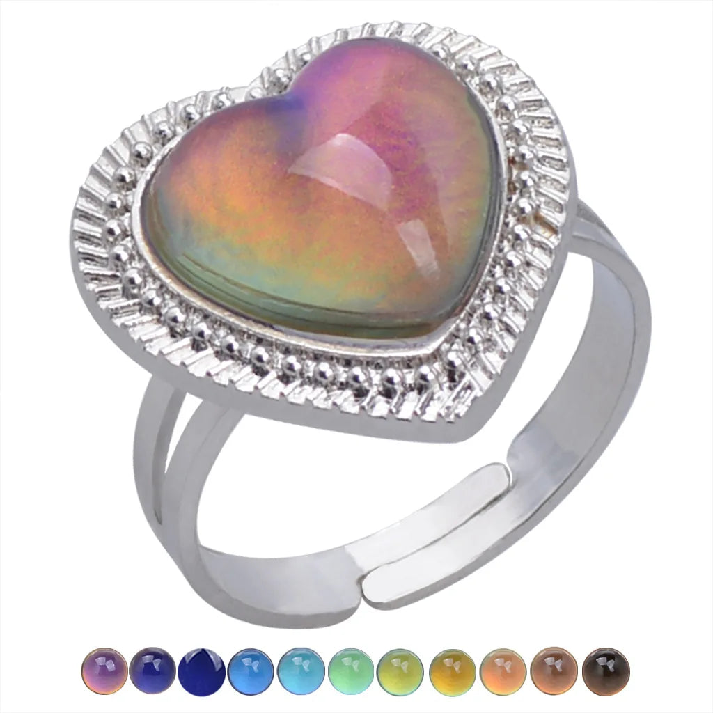 Change Mood Ring Open Retro Gem Emotion Feeling Changeable Ring Temperature Control Gems Color Changing Rings for Women Female Qme 039 resizable