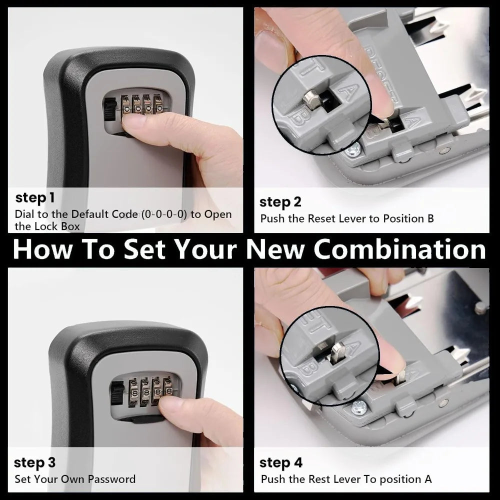 Key Lock Box 4 Digit Password ABS Security Anti-theft Durable Wall Mounted Password Key Box for Home or Office Key Safe Storage Qme