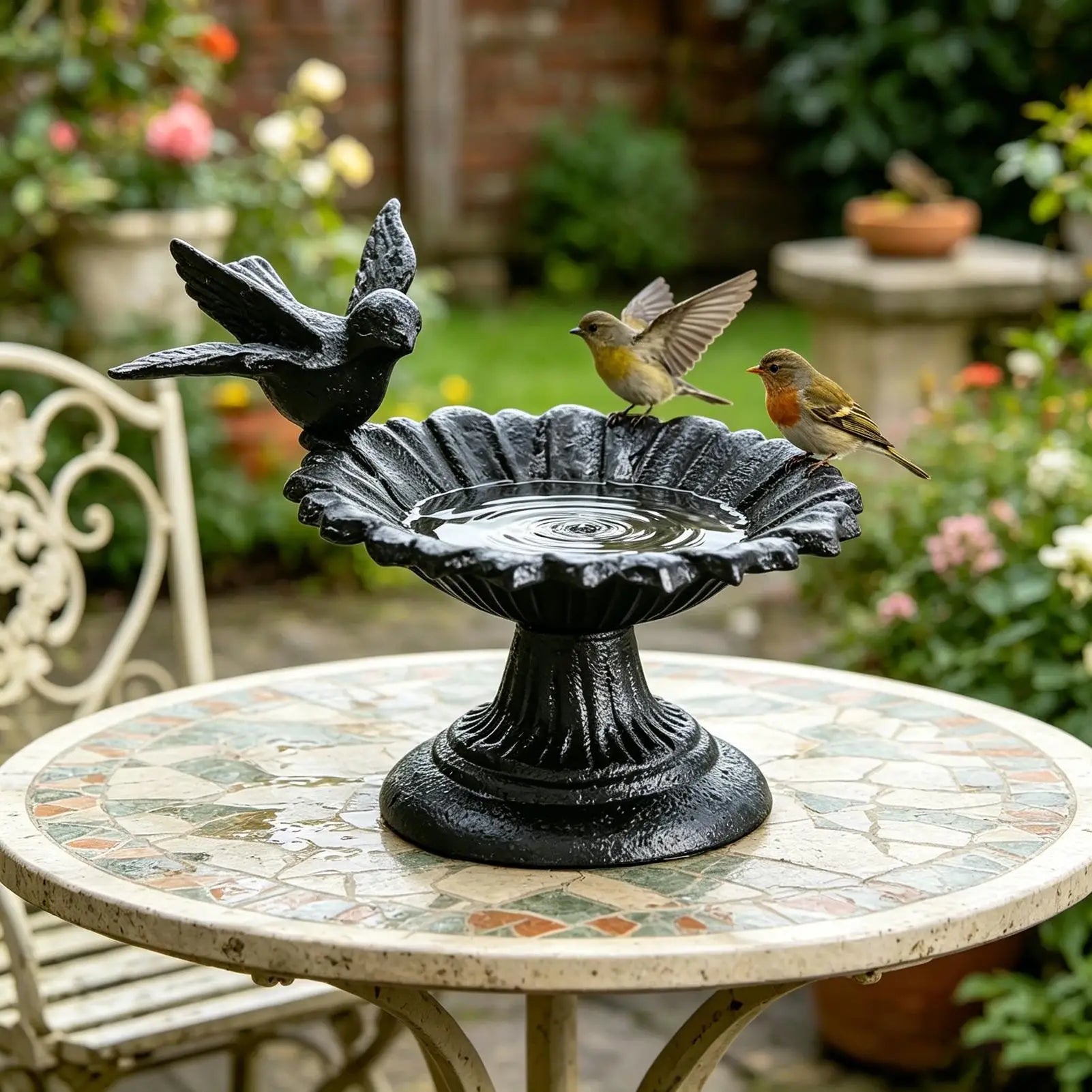 Bird Baths For Outdoors Vintage Metal Decorative Outdoor Bird Bath For Hummingbird Yard Backyard Lawn Garden Patio Deck Ground Qme