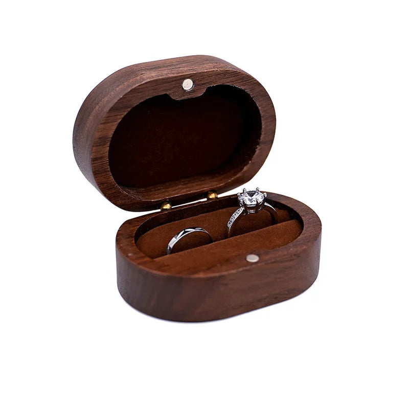 Hot Sale Solid Wood Jewelry Organizer (Black Walnut) - Jewelry Display for Earrings Couples Rings Jewelry Case Valentine Gift Qme Oval Brown Single