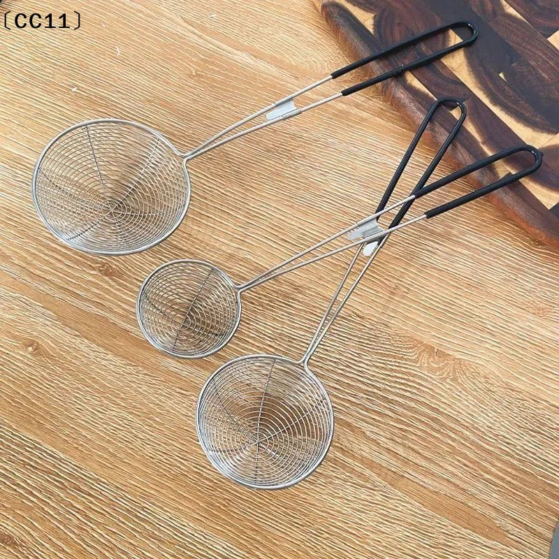Stainless Steel Spider Strainer Heat Resistant Non-slip Red Handles Qme