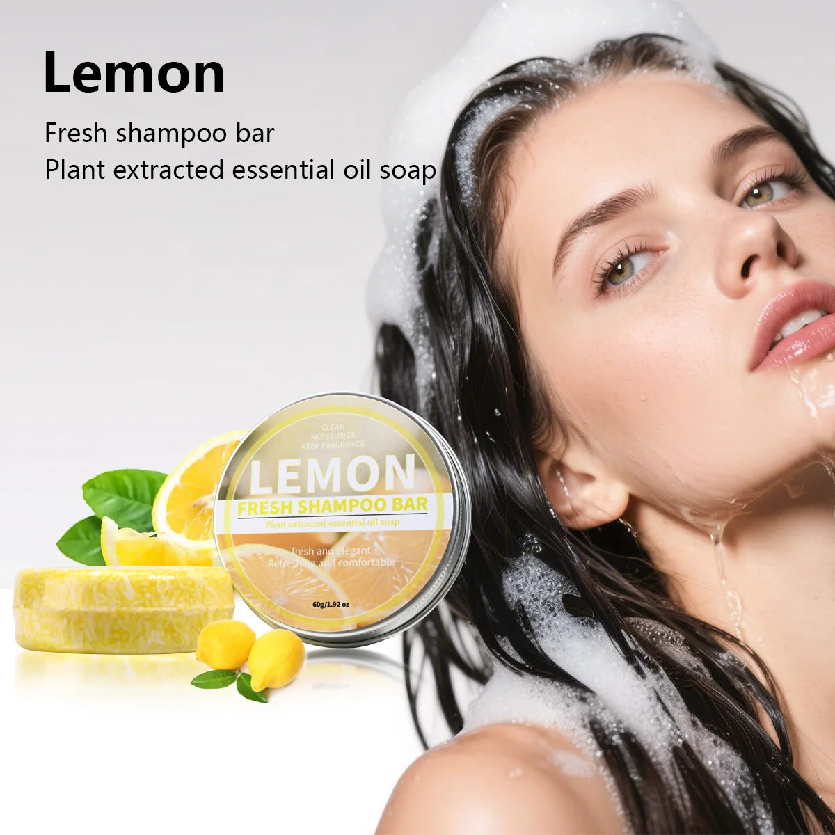 Lemon Essential Oil Shampoo Bar Fresh Fruit Essence Hair Care Soap Qme 60g