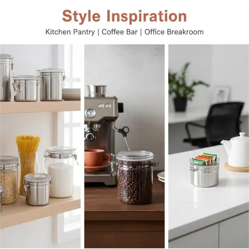 304 Stainless Steel Airtight Food Container Moisture-Proof Grain Storage Can for Kitchen Qme