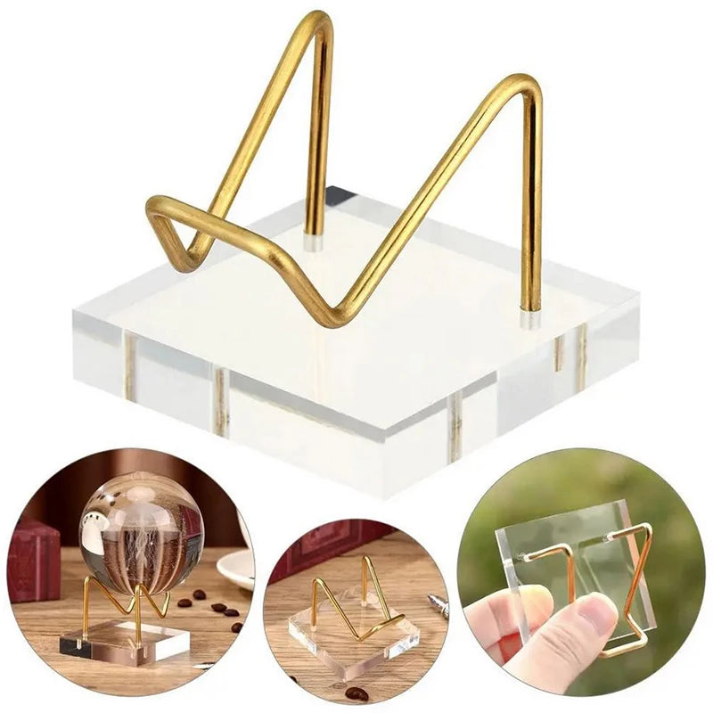 Metal Mineral Display Stand Acrylic Base Crystal Jewelry Stone Shelf Qme