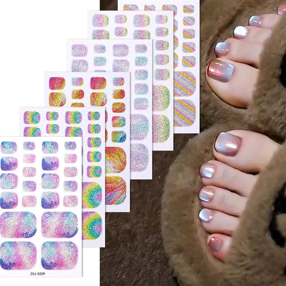 22 Srtips/sheet Toenail Semi Cured Gel Nail Wraps Long Lasting Full Cover Nail Gel Sticker Press on Nails Wraps Manicure Qme