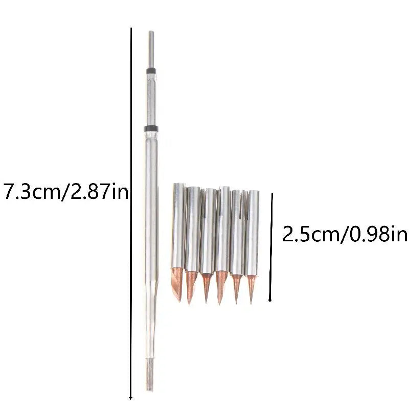 Quick Change Soldering Iron Tip Heating Core Replacement Pointed Tip For Mobile Phone Flying Wire Repair Electronics Tool Kit Qme Silver