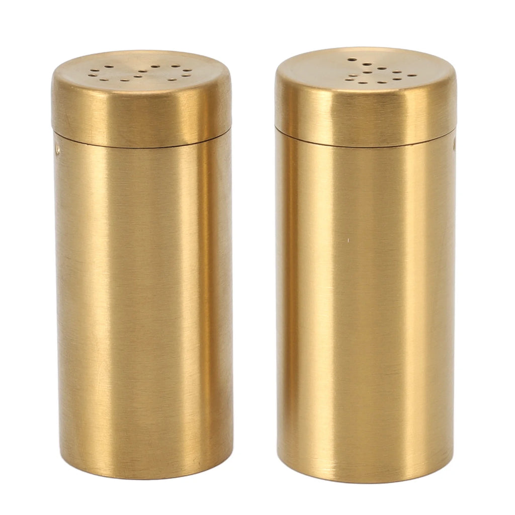2Pcs Seasoning Shaker Stainless Steel Stain Resistant Spice Bottle Easy To Clean Rustproof for Cooking Enthusiasts for Home Qme Gold