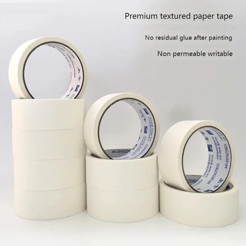 50m/20m Masking Tape White Color 12/18/60mm Single Side Tape Adhesive Crepe Paper for Oil Painting Sketch Drawing Supplies Qme
