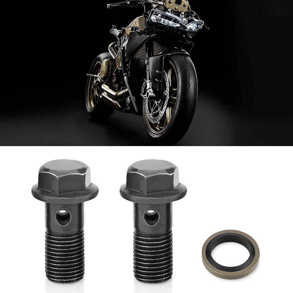 Motorcycle Banjo Bolts & Washers for Brake Caliper Master Cylinder M10 x1.25/M10 * 1.0mm Brake Motorcycle Brake Bolt Qme