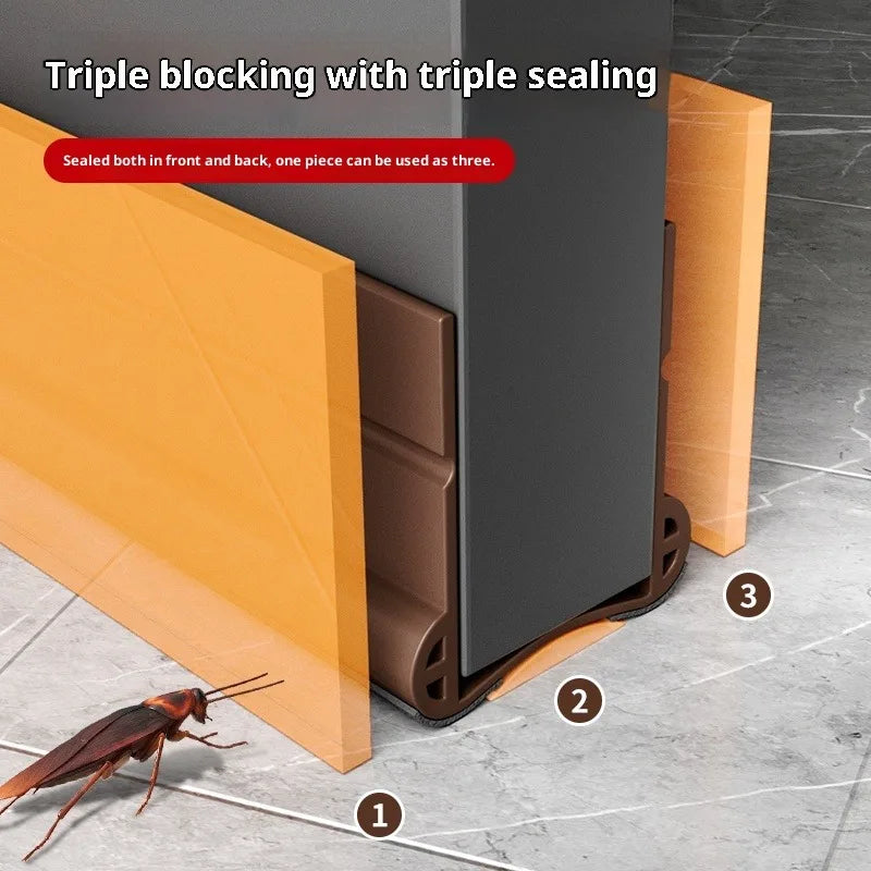 93cm PVC Door Bottom Seal Strip Silent Flexible Door Gap Weather Strip Washable and Wear-resistant Seal Strip with Under Brush Qme